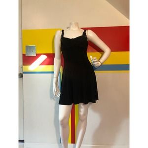 1990s vintage black bodycon mini dress babydoll whimsy goth sz m
